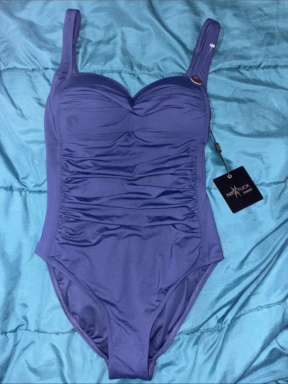 Nip/Tuck Swim Purple Ruched One-Piece Swimsuit - Size 6